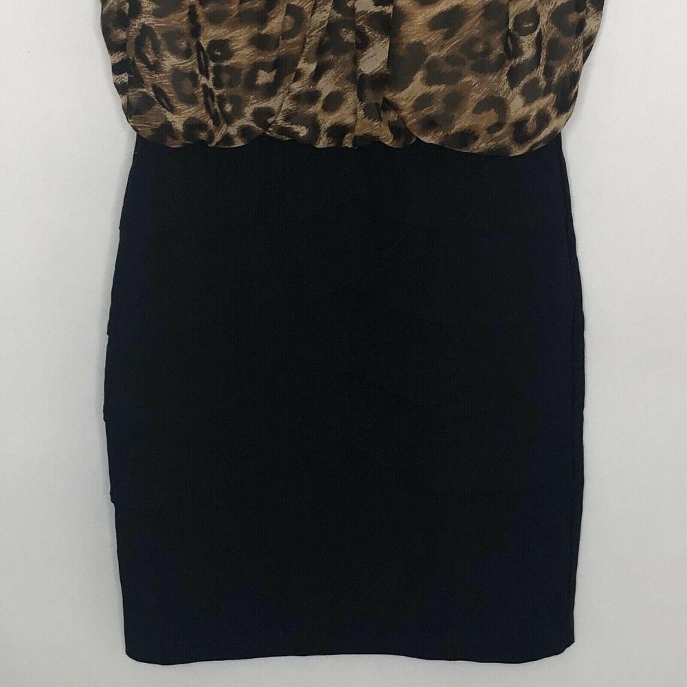 B Darlin Dress Leopard Print Black Embellishment Neck Sleeveless Size 3/4 - Picture 4 of 9